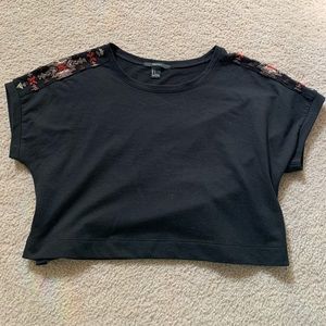 Barely worn Black crop top with sequin design